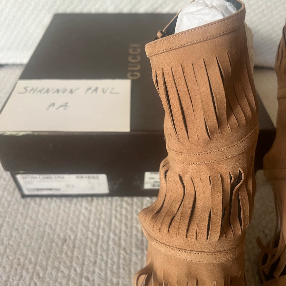 Gucci.Sand.Pelle S.Cuoio Kid Scamosciato Camella Heels